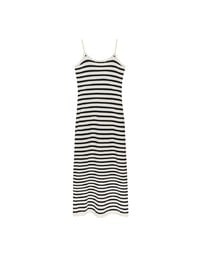 Contrast Trim V Neck Striped Knit Cami Fitted Maxi Dress