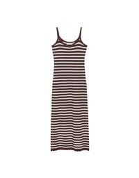 Contrast Trim V Neck Striped Knit Cami Fitted Maxi Dress