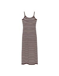 Contrast Trim V Neck Striped Knit Cami Fitted Maxi Dress