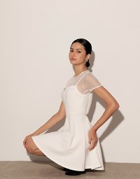Sweetheart Neckline Flared Mini Dress ( Adjustable Straps)