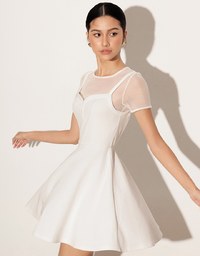 Sweetheart Neckline Flared Mini Dress ( Adjustable Straps)