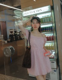 Gingham Floral Off Shoulder Puff Mini Dress