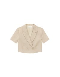 Tailored Short Sleeve Cropped Suit Jacket (with Shoulder Pads)