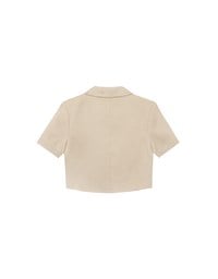 Tailored Short Sleeve Cropped Suit Jacket (with Shoulder Pads)