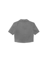 Tailored Short Sleeve Cropped Suit Jacket (with Shoulder Pads)