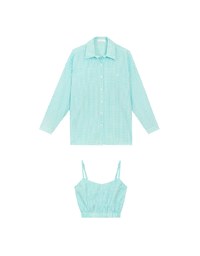 Gingham Outerwear Shirt and Elastic Hem Crop Top Set Wear