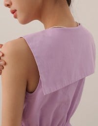 Sailor Collar Sleeveless Button Front Jumsuit