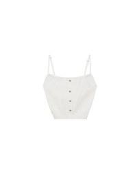 Heart Shaped Button Stretch Ribbed Knit Cami Crop Top