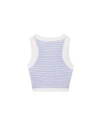 Contrast Trim Houndstooth Patterned Knit Tank Top