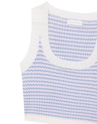 Contrast Trim Houndstooth Patterned Knit Tank Top