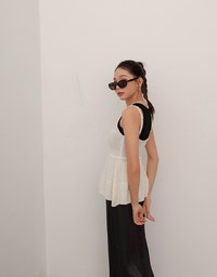 Textured Flare Hem Knit Peplum Cami Top