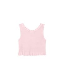 Ruffled Neckline Sleeveless Knit Vest Top with Button Trim