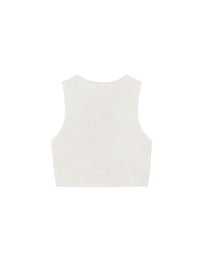 Pearl Button Front Open Knit Sleeveless Vest Top
