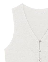 Pearl Button Front Open Knit Sleeveless Vest Top