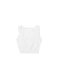 Heart Patterned Stitch Cropped Sleeveless Knit Vest Top