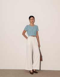 Floral Button Cable Knit Cropped Cardigan Top