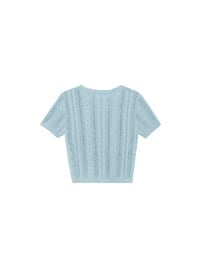Floral Button Cable Knit Cropped Cardigan Top