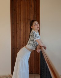 Classic Polo Inspired Stripe Knit Top with Stretch Hem
