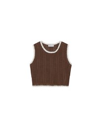 Contrast Crochet Trim Sleeveless Knit Tank Top