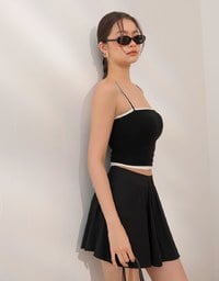 Cooling Fabric High Waist Flare Skort with Inner Shorts