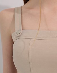 Square Neck Metal Clasp Strap Crop Tank Top
