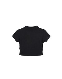 Side Ruched Mock Neck Fitted Crop Top