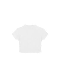 Side Ruched Mock Neck Fitted Crop Top