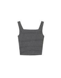 Striped Ruched V Neck Sleeveless Padded Crop Tank Top