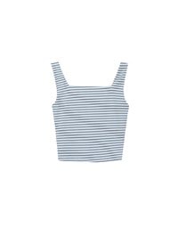 Striped Ruched V Neck Sleeveless Padded Crop Tank Top
