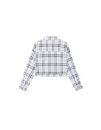 Plaid Raw Hem Long Sleeve Shirt Blouse with Metal Button