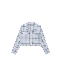 Plaid Raw Hem Long Sleeve Shirt Blouse with Metal Button