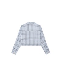 Plaid Raw Hem Long Sleeve Shirt Blouse with Metal Button