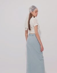 Qipao Top Textured Jacquard Puff Sleeve Keyhole Crop Cheongsam Qipao Top