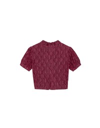 Qipao Top Textured Jacquard Puff Sleeve Keyhole Crop Cheongsam Qipao Top