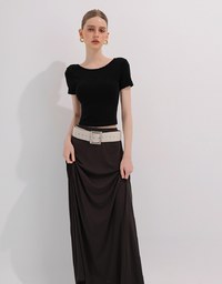 Basic Low Back Padded Crop Short Sleeve Top