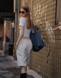 Basic Low Back Padded Crop Short Sleeve Top