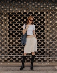 Basic Low Back Padded Crop Short Sleeve Top