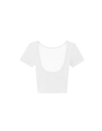 Basic Low Back Padded Crop Short Sleeve Top