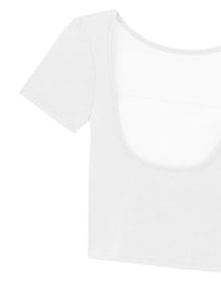Basic Low Back Padded Crop Short Sleeve Top