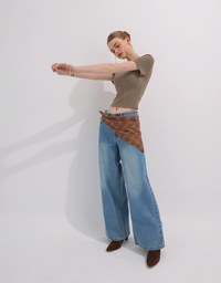 Basic Low Back Padded Crop Short Sleeve Top