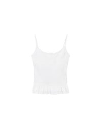 Fitted Knit Padded Cami Top with Flowy Ruffle Hemline