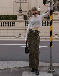 Round Neck Sheer Mesh Long Sleeve Cropped Top