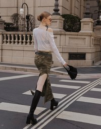 Round Neck Sheer Mesh Long Sleeve Cropped Top