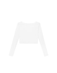 Round Neck Sheer Mesh Long Sleeve Cropped Top