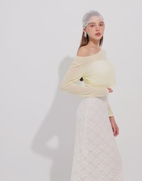 Round Neck Sheer Mesh Long Sleeve Cropped Top