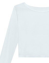 Round Neck Sheer Mesh Long Sleeve Cropped Top