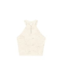 Qipao Top Floral Jacquard Design Halter Neck Cheongsam Qipao Crop Tank Top