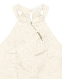 Qipao Top Floral Jacquard Design Halter Neck Cheongsam Qipao Crop Tank Top