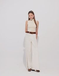 Sleeveless Mock Neck Fitted Knit Top