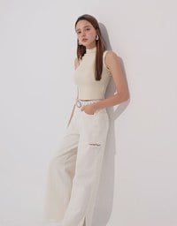 Sleeveless Mock Neck Fitted Knit Top